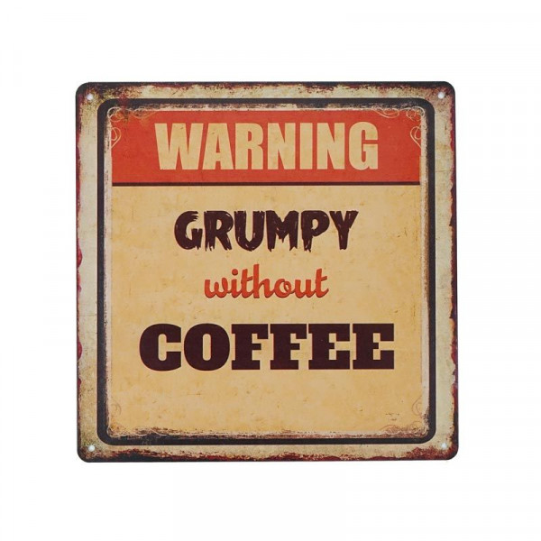 Kovová cedule Coffee Warning
